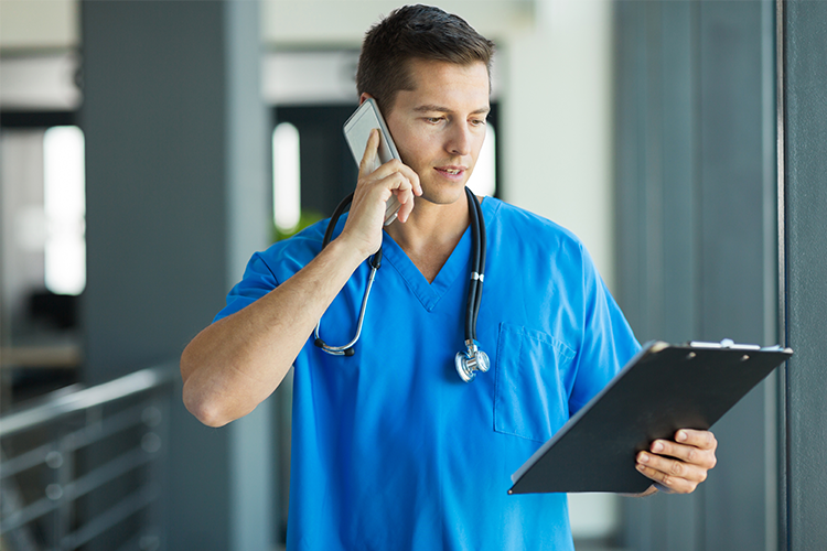 Image of nurse on phone